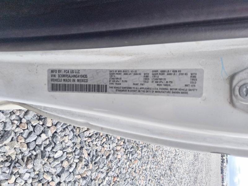 2022 Ram 2500 მანქანა იყიდება აუქციონზე, vin: 3C6MR5AJ4NG410435, აუქციონის ნომერი: 69934746