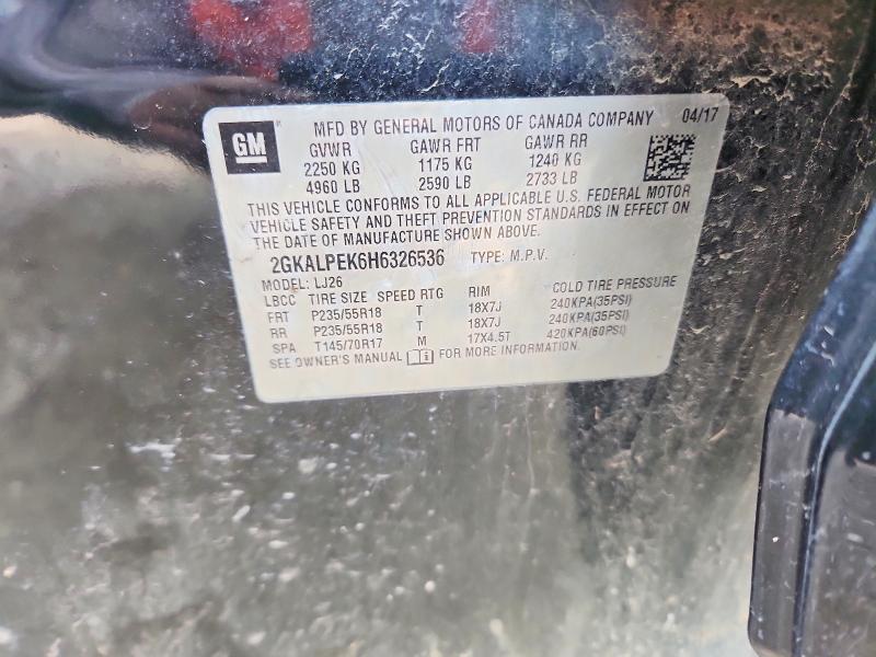 Aukcja sprzedaży 2017 Gmc Terrain, vin: 2GKALPEK6H6326536, numer aukcji: 70626656