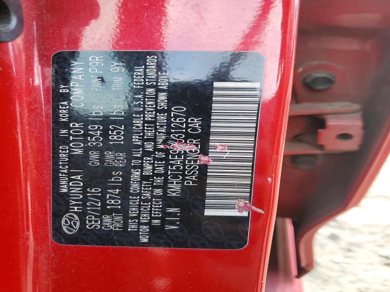 67780886 :رقم المزاد ، KMHCT5AE9HU312670 vin ، 2017 Hyundai Accent مزاد بيع