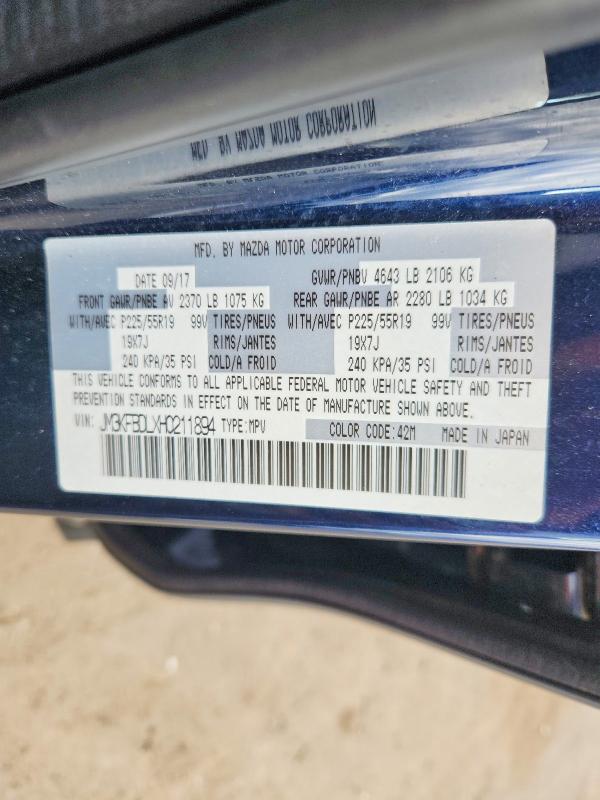 2017 Mazda Cx-5 მანქანა იყიდება აუქციონზე, vin: JM3KFBDLXH0211894, აუქციონის ნომერი: 69681526