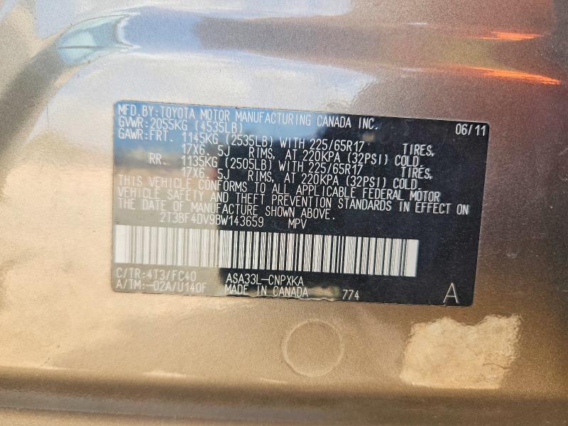 Aukcja sprzedaży 2011 Toyota Rav4, vin: 2T3BF4DV9BW143659, numer aukcji: 65937316