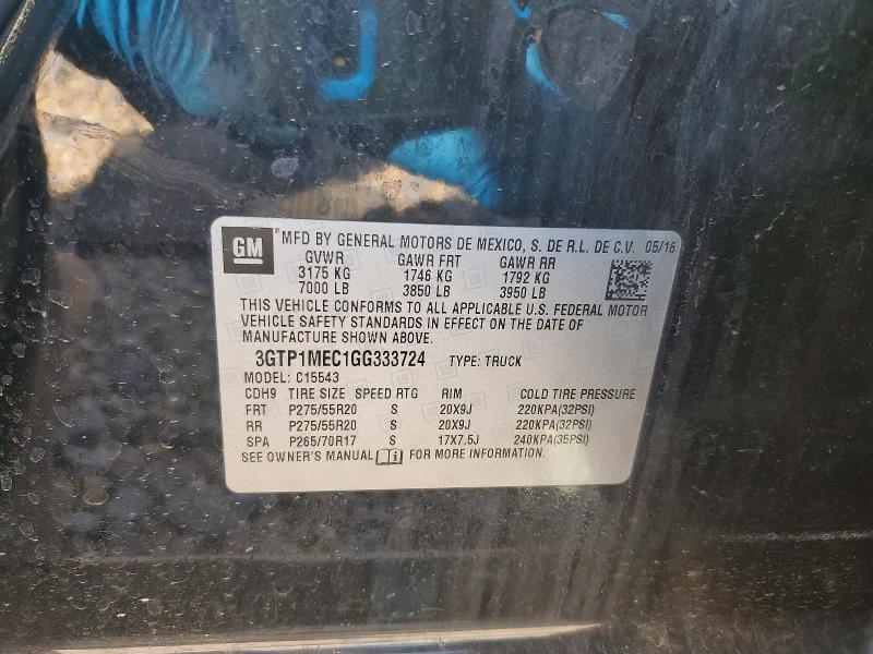 Auction sale of the 2016 Gmc Sierra, vin: 3GTP1MEC1GG333724, lot number: 69734776