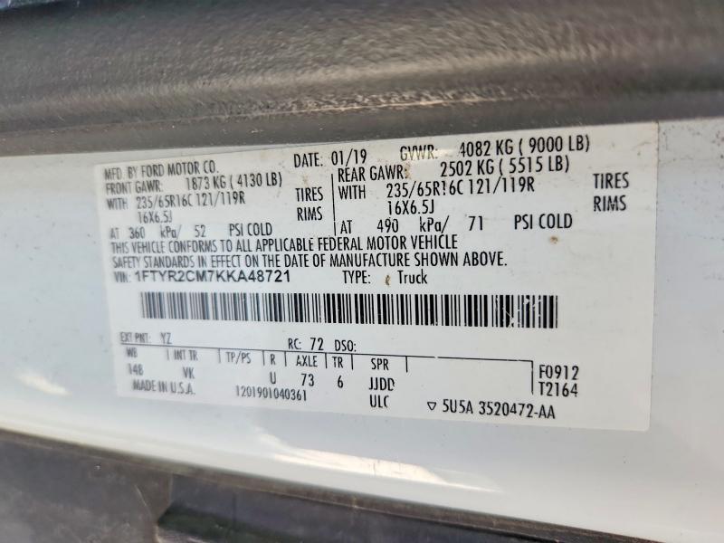 Aukcja sprzedaży 2019 Ford Transit, vin: 1FTYR2CM7KKA48721, numer aukcji: 68368336