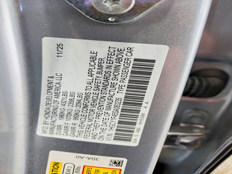 2025 Honda Accord მანქანა იყიდება აუქციონზე, vin: 1HGCY1F45SA083235, აუქციონის ნომერი: 71067416