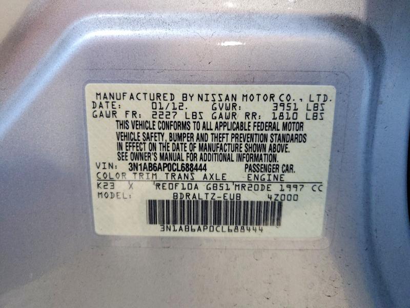 Продаж на аукціоні авто 2012 Nissan Sentra, vin: 3N1AB6AP0CL688444, номер лоту: 70844606