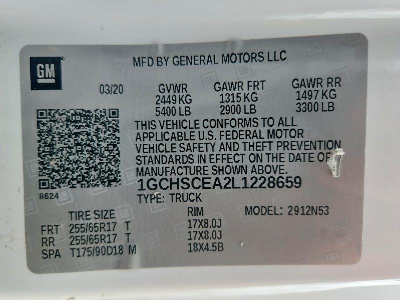 Aukcja sprzedaży 2020 Chevrolet Colorado, vin: 1GCHSCEA2L1228659, numer aukcji: 69174336