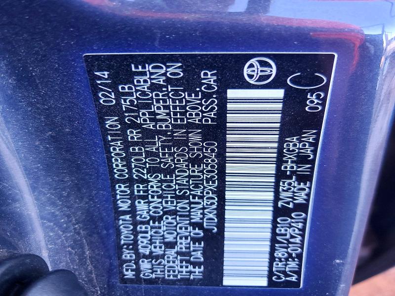 71072036 :رقم المزاد ، JTDKN3DPXE3058450 vin ، 2014 Toyota Prius Plug-in Hybrid مزاد بيع