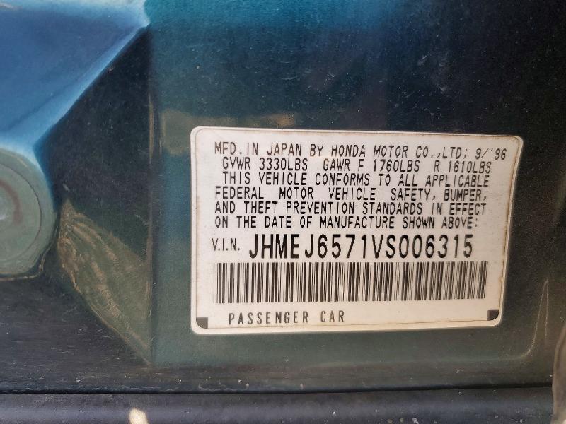 70741176 :رقم المزاد ، JHMEJ6571VS006315 vin ، 1997 Honda Civic مزاد بيع