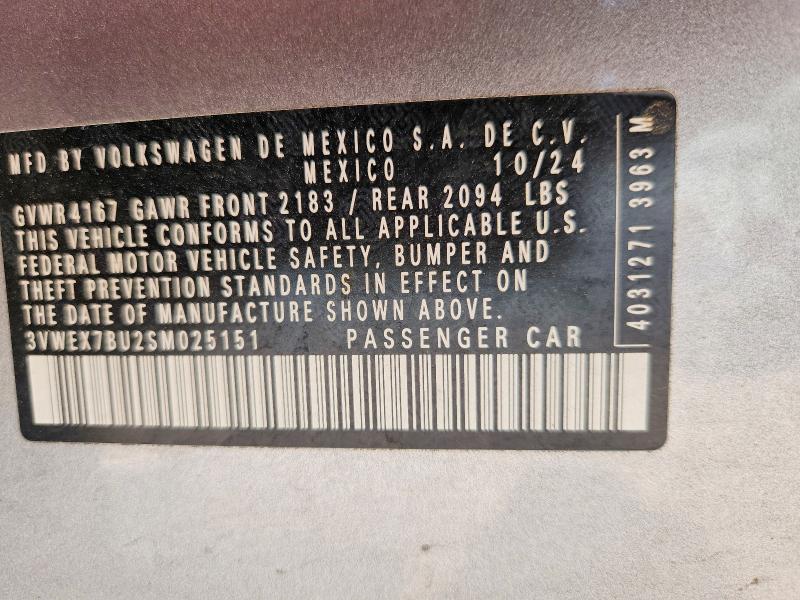 Aukcja sprzedaży 2025 Volkswagen Jetta, vin: 3VWEX7BU2SM025151, numer aukcji: 68914616