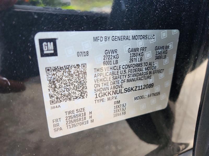 68807246 :رقم المزاد ، 1GKKNULS6KZ112089 vin ، 2019 Gmc Acadia مزاد بيع