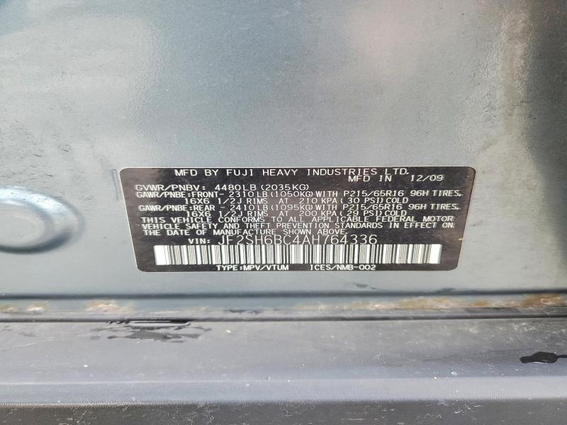 Продажа на аукционе авто 2010 Subaru Forester, vin: JF2SH6BC4AH764336, номер лота: 69755736