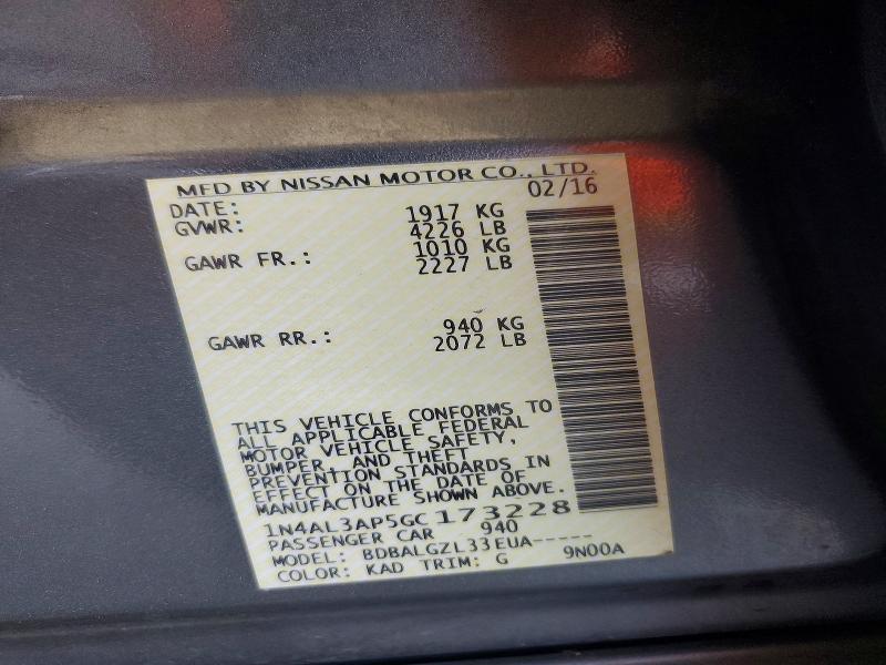 Aukcja sprzedaży 2016 Nissan Altima, vin: 1N4AL3AP5GC173228, numer aukcji: 70086546