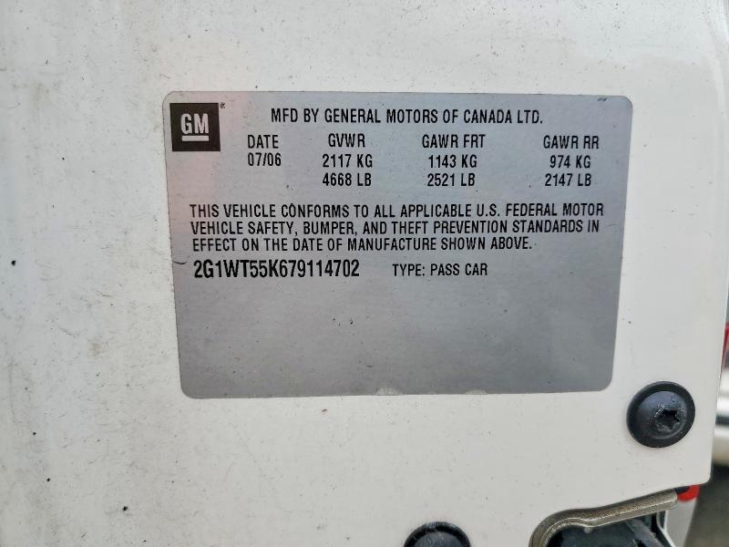 66850676 :رقم المزاد ، 2G1WT55K679114702 vin ، 2007 Chevrolet Impala مزاد بيع