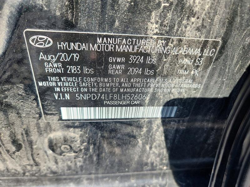 Продажа на аукционе авто 2020 Hyundai Elantra, vin: 5NPD74LF8LH526064, номер лота: 68990726