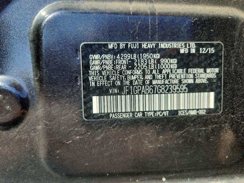 Aukcja sprzedaży 2016 Subaru Impreza, vin: JF1GPAB67G8239595, numer aukcji: 67252186