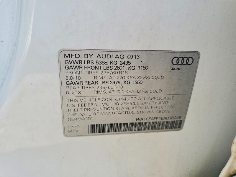 Aukcja sprzedaży 2014 Audi Q5, vin: WA1CFAFP1EA038046, numer aukcji: 67302966