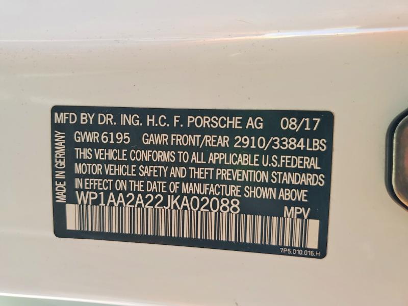 Продаж на аукціоні авто 2018 Porsche Cayenne, vin: WP1AA2A22JKA02088, номер лоту: 78811385