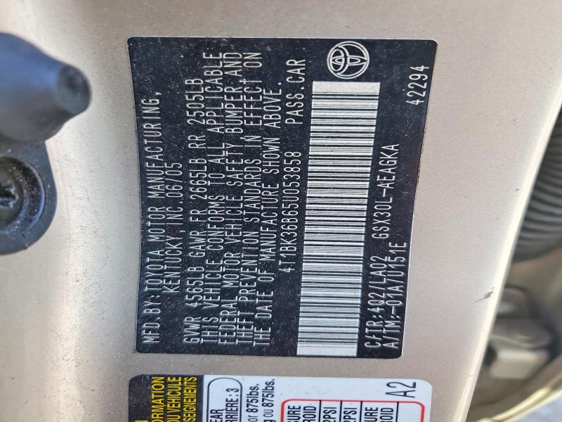 69507936 :رقم المزاد ، 4T1BK36B65U053858 vin ، 2005 Toyota Avalon مزاد بيع