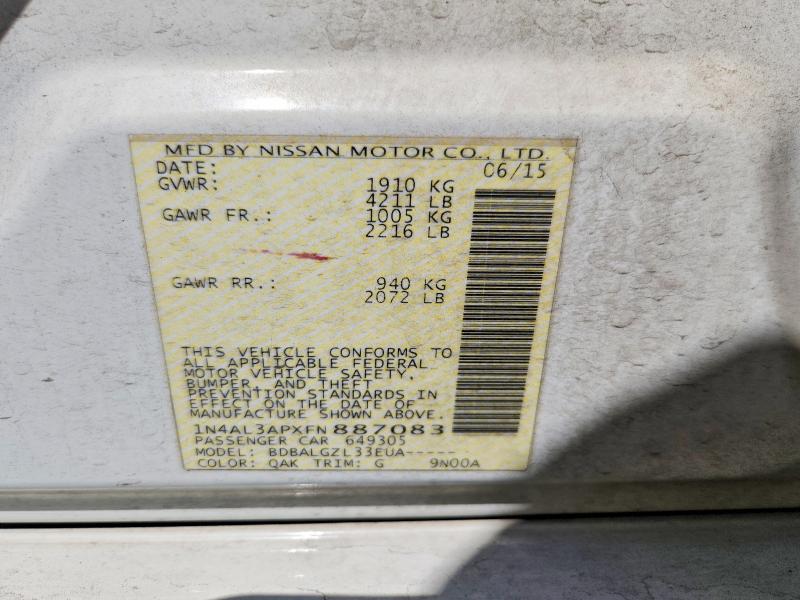 Aukcja sprzedaży 2015 Nissan Altima, vin: 1N4AL3APXFN887083, numer aukcji: 67719036
