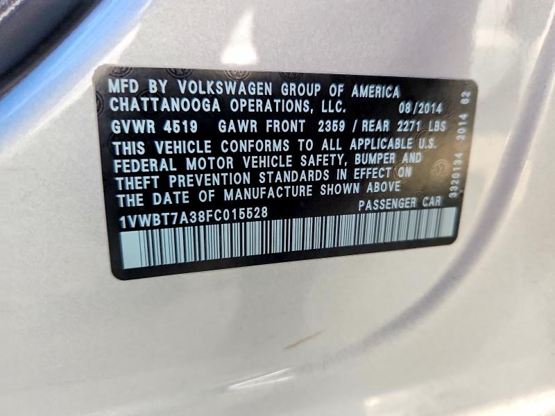 Продаж на аукціоні авто 2015 Volkswagen Passat, vin: 1VWBT7A38FC015528, номер лоту: 68684056