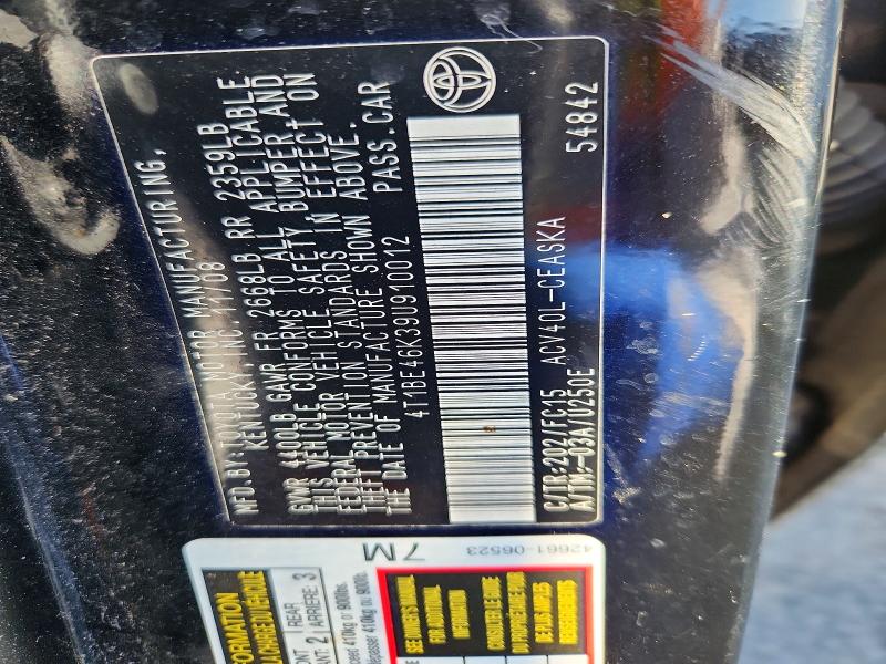 70747526 :رقم المزاد ، 4T1BE46K39U910012 vin ، 2009 Toyota Camry مزاد بيع