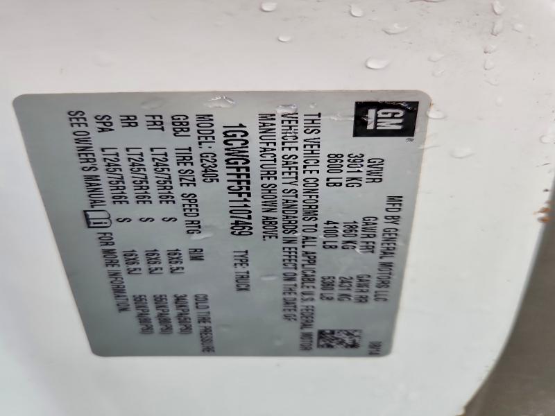 Aukcja sprzedaży 2015 Chevrolet Express G2500, vin: 1GCWGFFF5F1107469, numer aukcji: 67507186