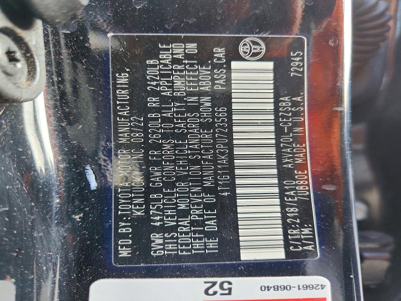 Продаж на аукціоні авто 2023 Toyota Camry, vin: 4T1G11AK3PU723566, номер лоту: 66891496