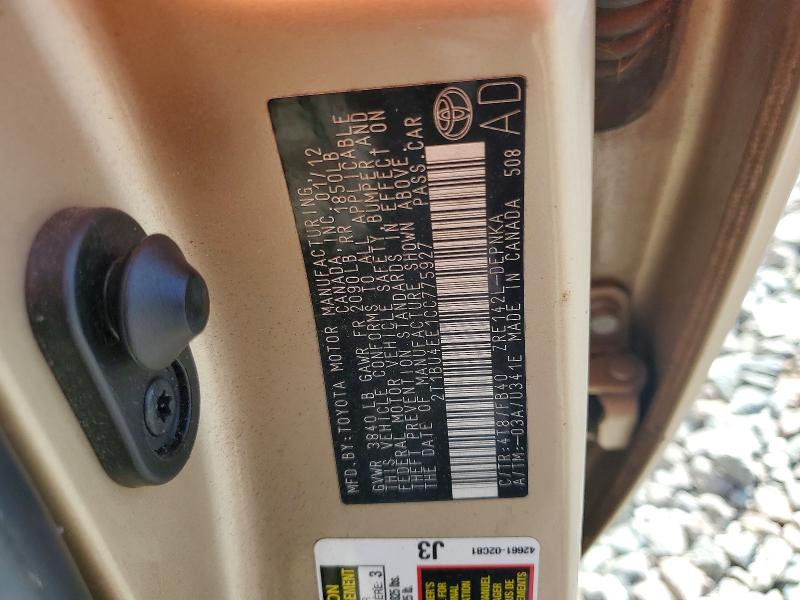 Продаж на аукціоні авто 2012 Toyota Corolla, vin: 2T1BU4EE1CC775927, номер лоту: 68594546