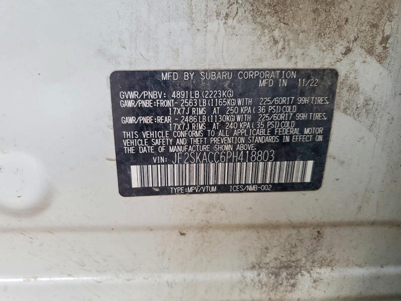 68880546 :رقم المزاد ، JF2SKACC6PH418803 vin ، 2023 Subaru Forester مزاد بيع