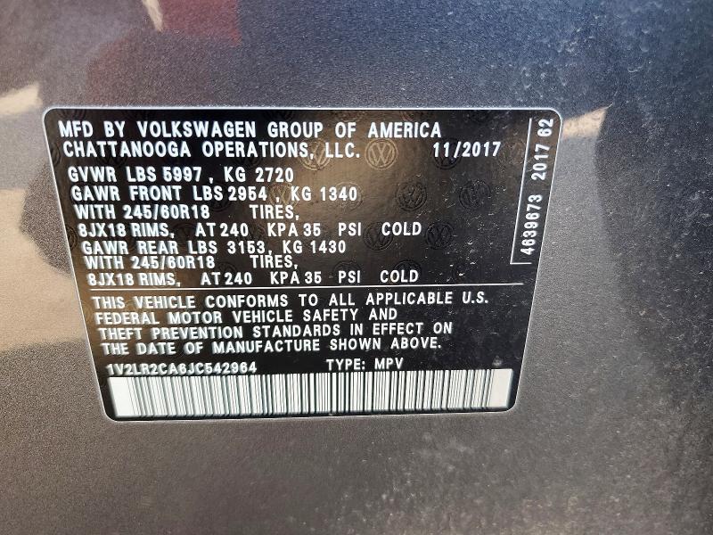 Aukcja sprzedaży 2018 Volkswagen Atlas, vin: 1V2LR2CA6JC542964, numer aukcji: 68096036
