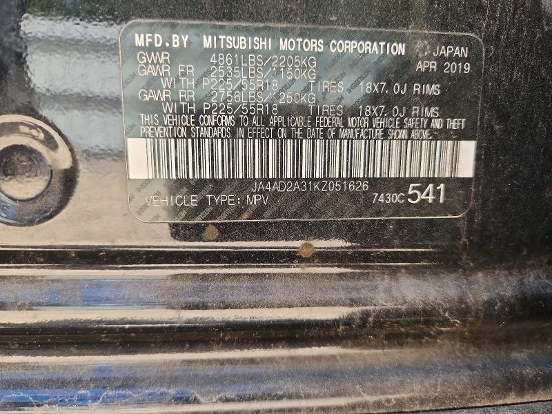 Aukcja sprzedaży 2019 Mitsubishi Outlander, vin: JA4AD2A31KZ051626, numer aukcji: 67433526