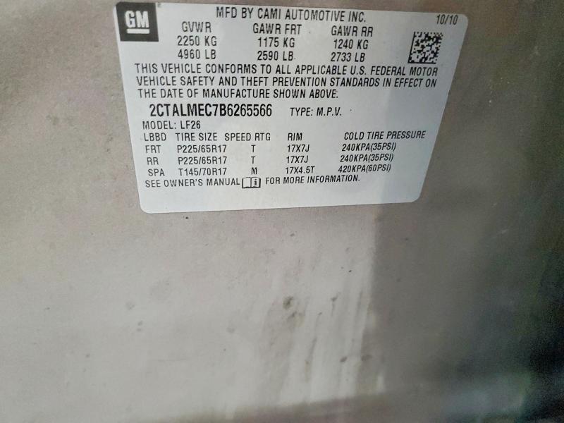 67458936 :رقم المزاد ، 2CTALMEC7B6265566 vin ، 2011 Gmc Terrain مزاد بيع