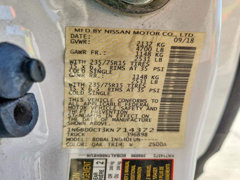 2019 Nissan Frontier მანქანა იყიდება აუქციონზე, vin: 1N6BD0CT3KN714372, აუქციონის ნომერი: 68164106