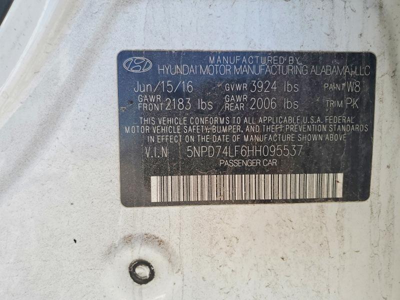 Продажа на аукционе авто 2017 Hyundai Elantra, vin: 5NPD74LF6HH095537, номер лота: 70493296