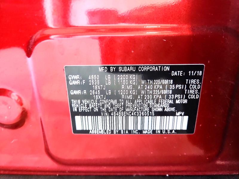 Aukcja sprzedaży 2019 Subaru Outback, vin: 4S4BSENC4K3260515, numer aukcji: 68127136