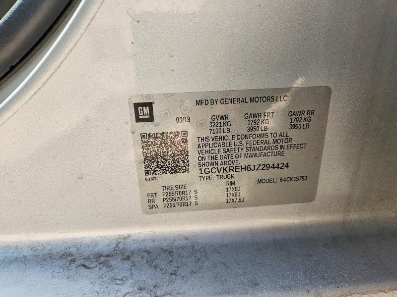 2018 Chevrolet Silverado მანქანა იყიდება აუქციონზე, vin: 1GCVKREH6JZ294424        , აუქციონის ნომერი: 69317576