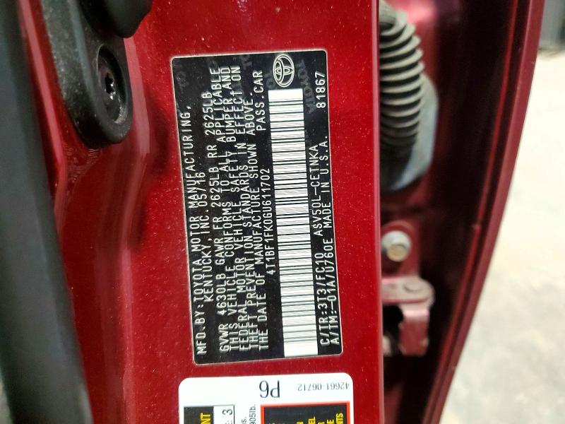 Aukcja sprzedaży 2016 Toyota Camry, vin: 4T1BF1FK0GU611702, numer aukcji: 69486806