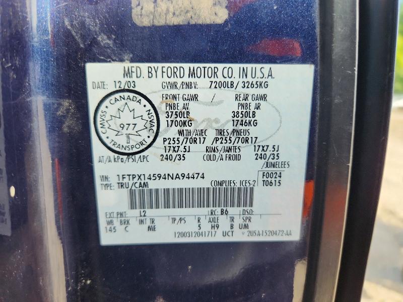 Продаж на аукціоні авто 2004 Ford F150, vin: 1FTPX14594NA94474, номер лоту: 67013926