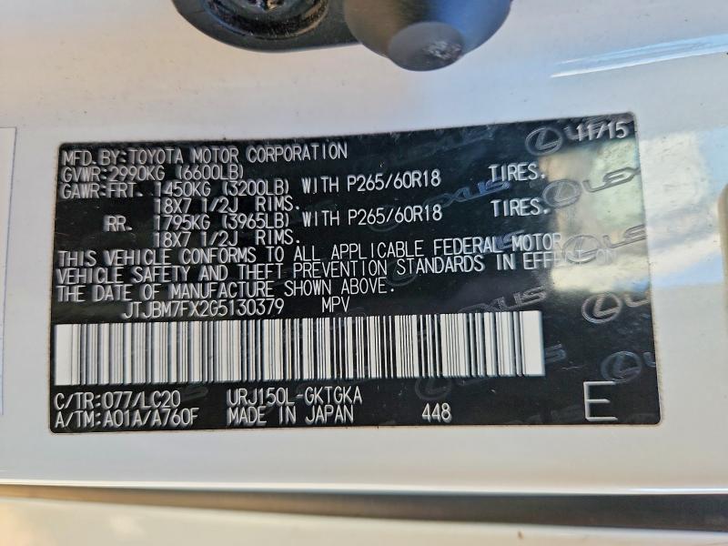 Продаж на аукціоні авто 2016 Lexus Gx, vin: JTJBM7FX2G5130379, номер лоту: 68612876