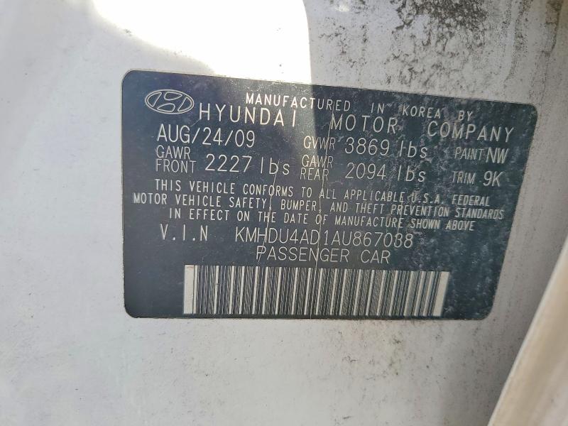 Продажа на аукционе авто 2010 Hyundai Elantra, vin: KMHDU4AD1AU867038, номер лота: 67451296