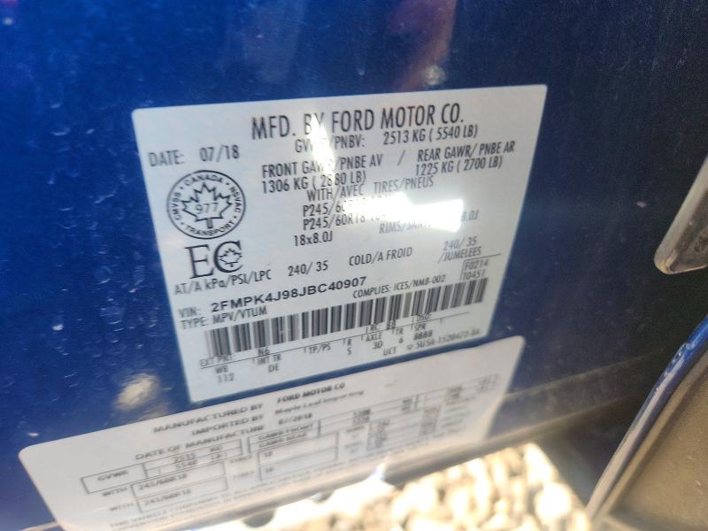 Продаж на аукціоні авто 2018 Ford Edge, vin: 2FMPK4J98JBC40907, номер лоту: 68924106
