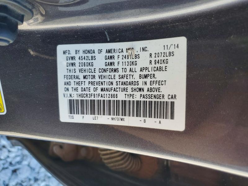 Aukcja sprzedaży 2015 Honda Accord, vin: 1HGCR3F91FA012866, numer aukcji: 67398976