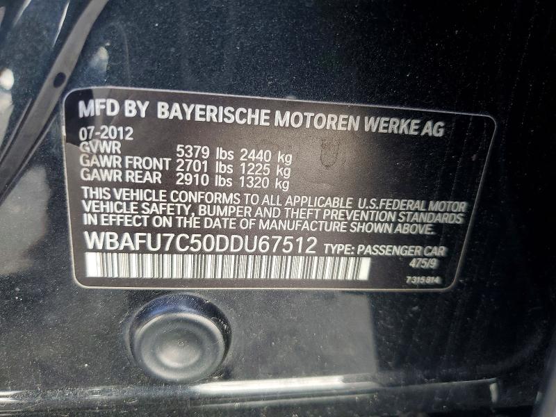 67211206 :رقم المزاد ، WBAFU7C50DDU67512 vin ، 2013 Bmw 535 مزاد بيع