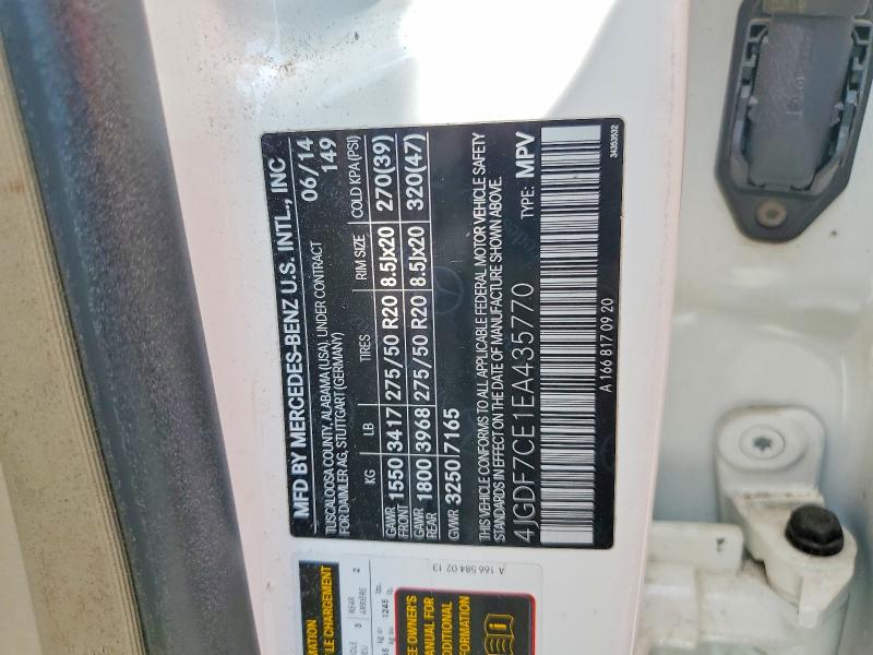 Aukcja sprzedaży 2014 Mercedes-benz Gl, vin: 4JGDF7CE1EA435770, numer aukcji: 69576756