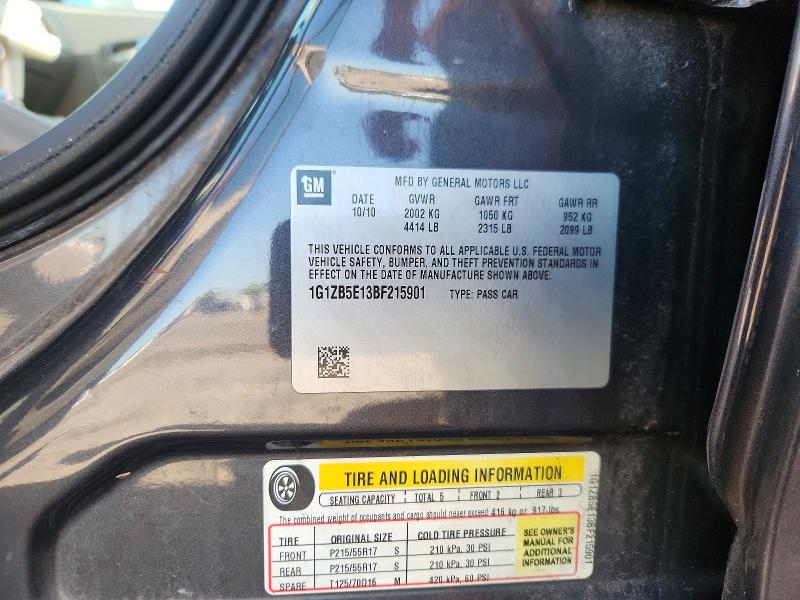 67887606 :رقم المزاد ، 1G1ZB5E13BF215901 vin ، 2011 Chevrolet Malibu مزاد بيع