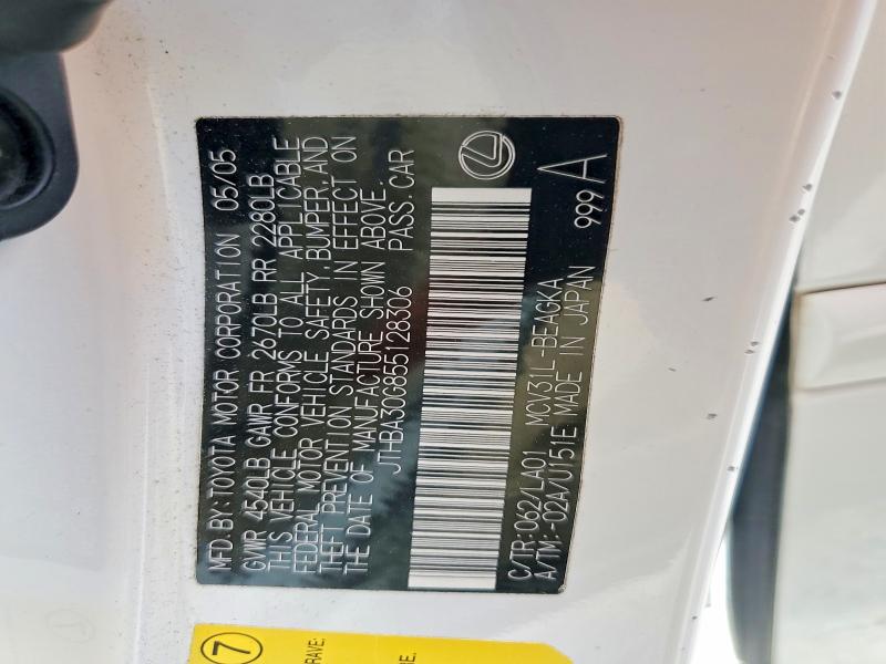 Продажа на аукционе авто 2005 Lexus Es, vin: JTHBA30G855128306, номер лота: 68214686