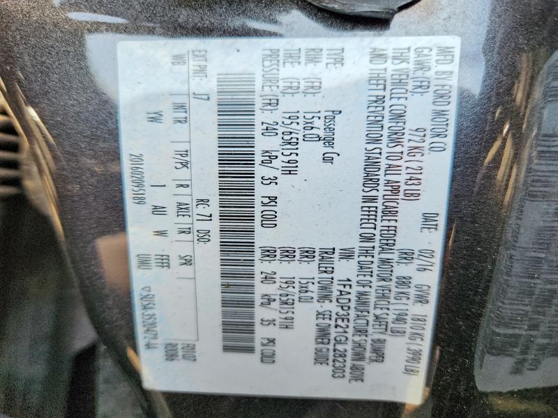 Продажа на аукционе авто 2016 Ford Focus, vin: 1FADP3E21GL282303, номер лота: 70652596