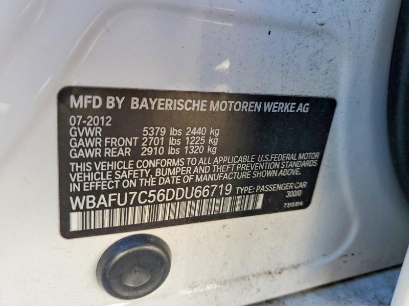 Продажа на аукционе авто 2013 Bmw 535, vin: WBAFU7C56DDU66719, номер лота: 71063906