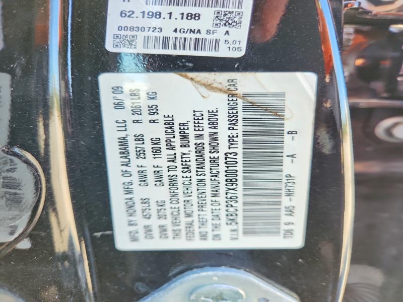 2009 Honda Accord მანქანა იყიდება აუქციონზე, vin: 5KBCP367X9B001073, აუქციონის ნომერი: 70502526