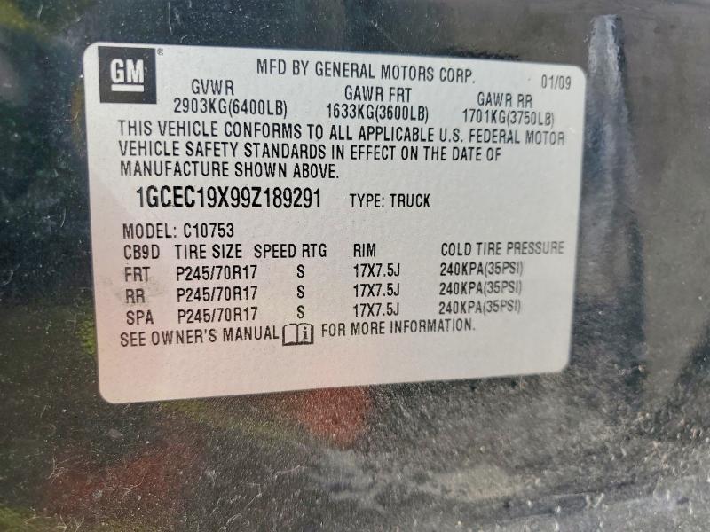 Aukcja sprzedaży 2009 Chevrolet Silverado, vin: 1GCEC19X99Z189291, numer aukcji: 68237326